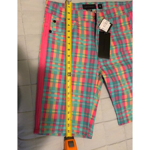 Decibel Mens Golf Shorts Clown core Plaid 32/Outside - Picture 10 of 13